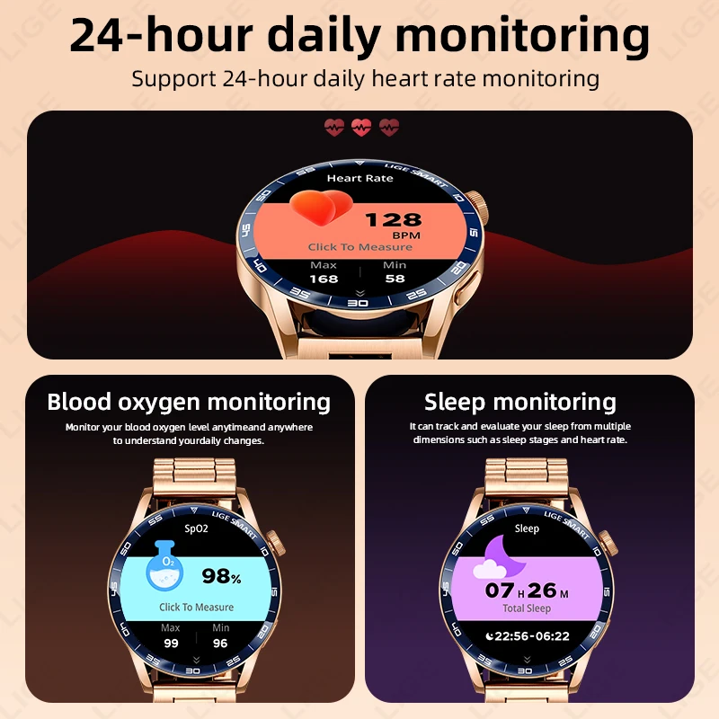 LIGE Men Bluetooth Smart Watch Make Answer Call 1.38" HD Color Display IP68 Waterproof Health Fitness Tracking Women Smartwatch