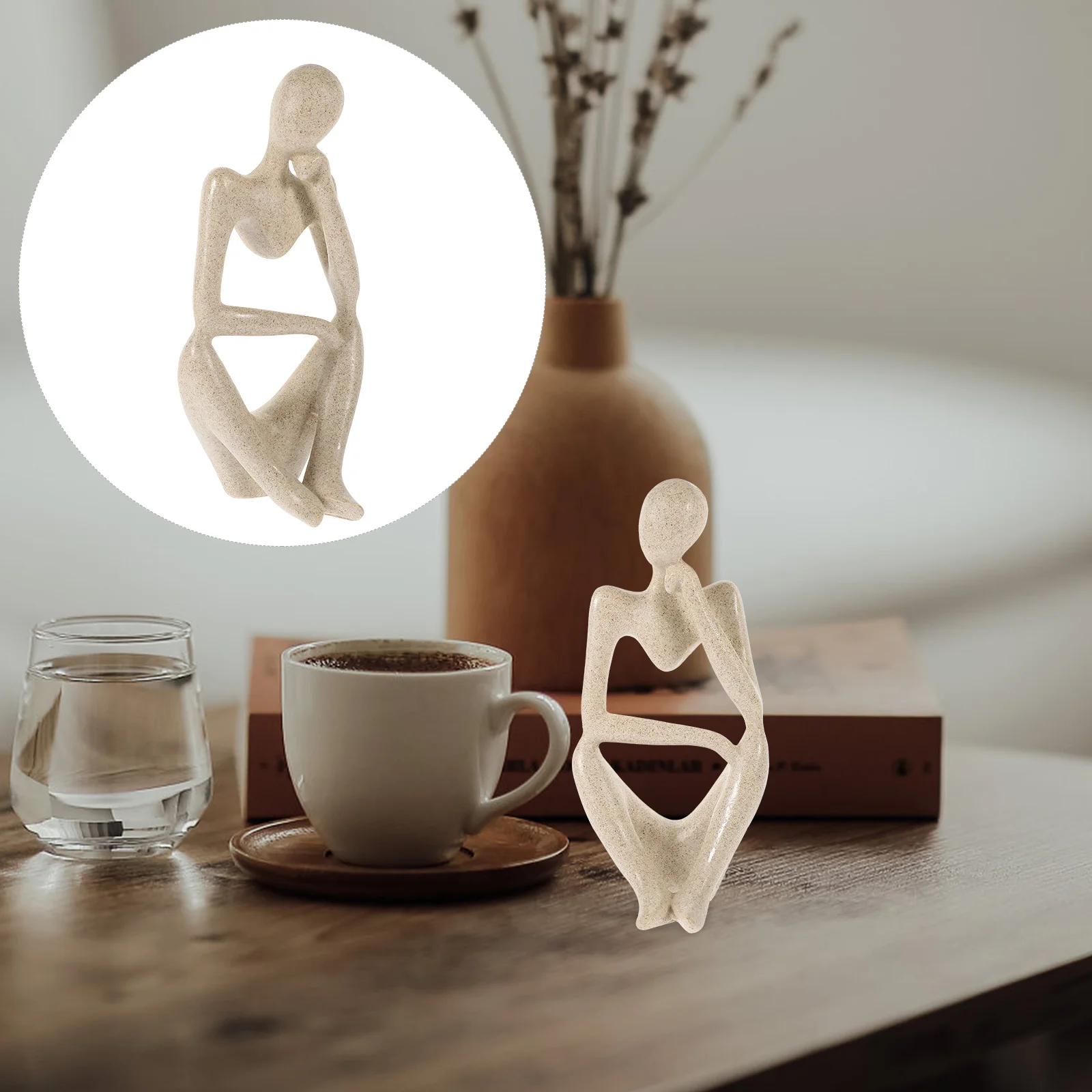 

Thinker Sculpture Modern Abstract Figure Minimalist Ornament Thinker Statue for Office
