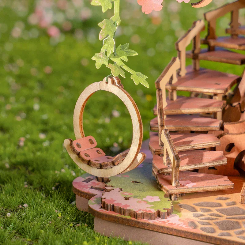 Robotime Rolife Sakura Tree House Model Kits 3D Wooden Puzzles Home Decor Gift Women Girls Boys for Adults 4