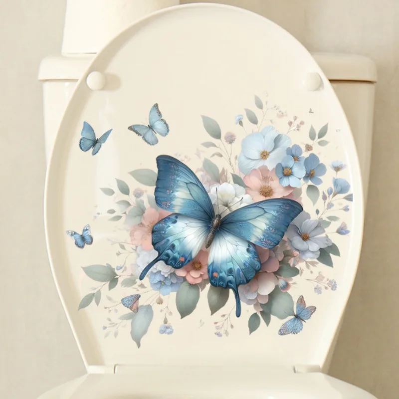 Funny Butterfly Toilet Stickers Waterproof Adhesive Decorative Vinyl Decals for Toilet Lid Wc Refrigerator Home Decoration