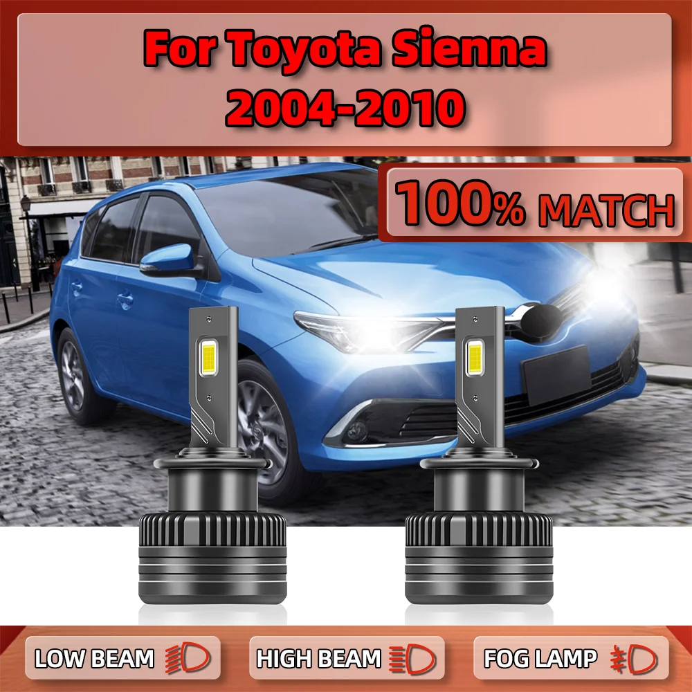 

25000LM LED Headlight Bulbs Canbus 25000LM Car Lights 12V Auto HID Xenon Lamp 6000K For Toyota Sienna 2004-2007 2008 2009 2010