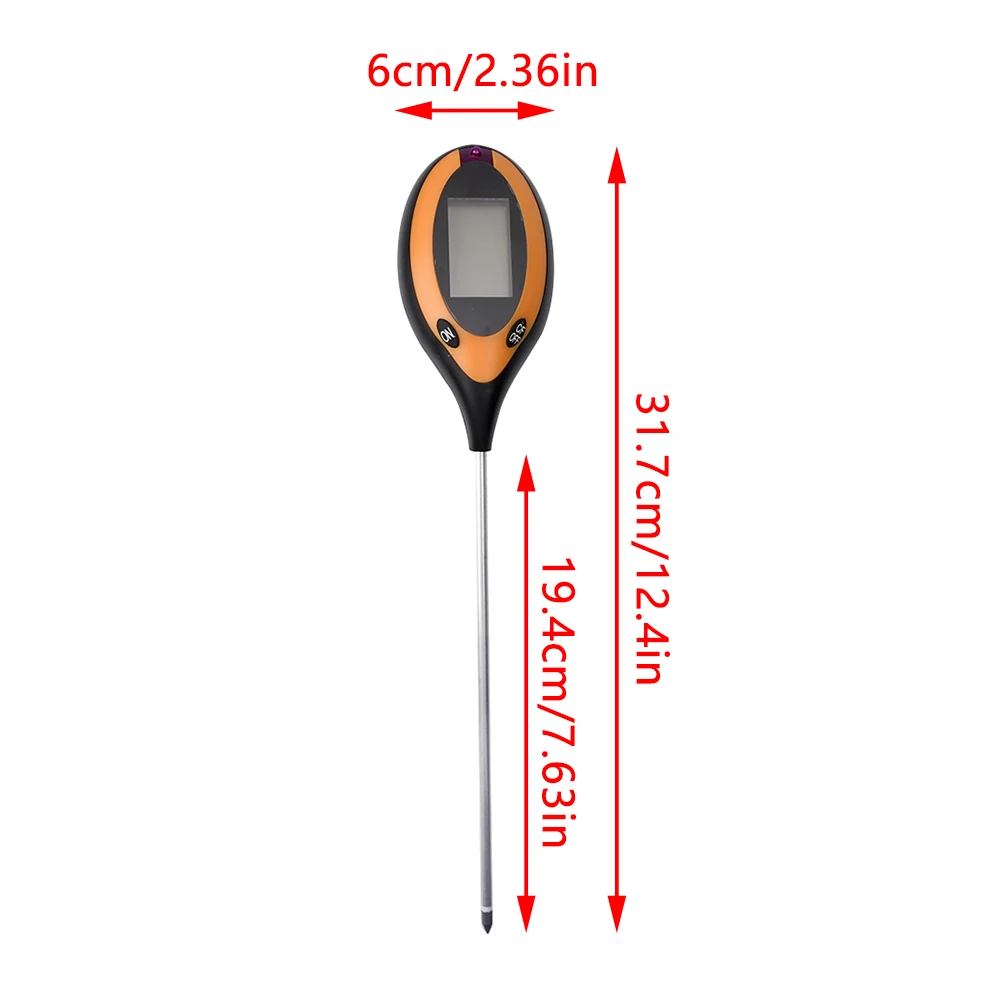 Soil Moisture Sensor Soil Tester LED Display Soil Moisture Tester 4-in-1 Backlight PH Temperature Sunlight Detector for Garden Plant Care