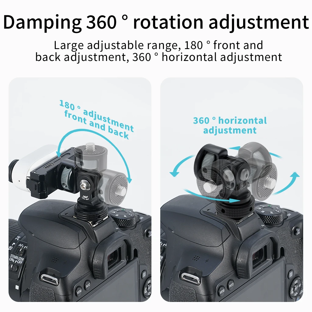 Kaltschuhhalterung Stativadapter 1/4 3/8 ARRI Loch für Gopro Insta360 Osmo 360 Action Kamerahalter SLR Käfig Mikrofon Licht Telefonständer – Detail 10
