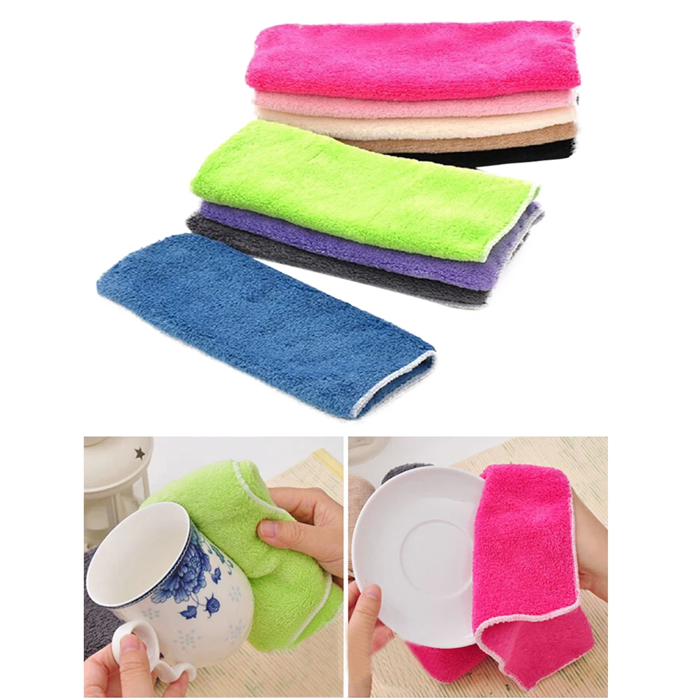 

1Pc Dish Towel Kitchen Towels Soft Microfiber Cleaning Cloths Non-stick Oil Dish Cloth Rags For Kitchen Household Dish Towel