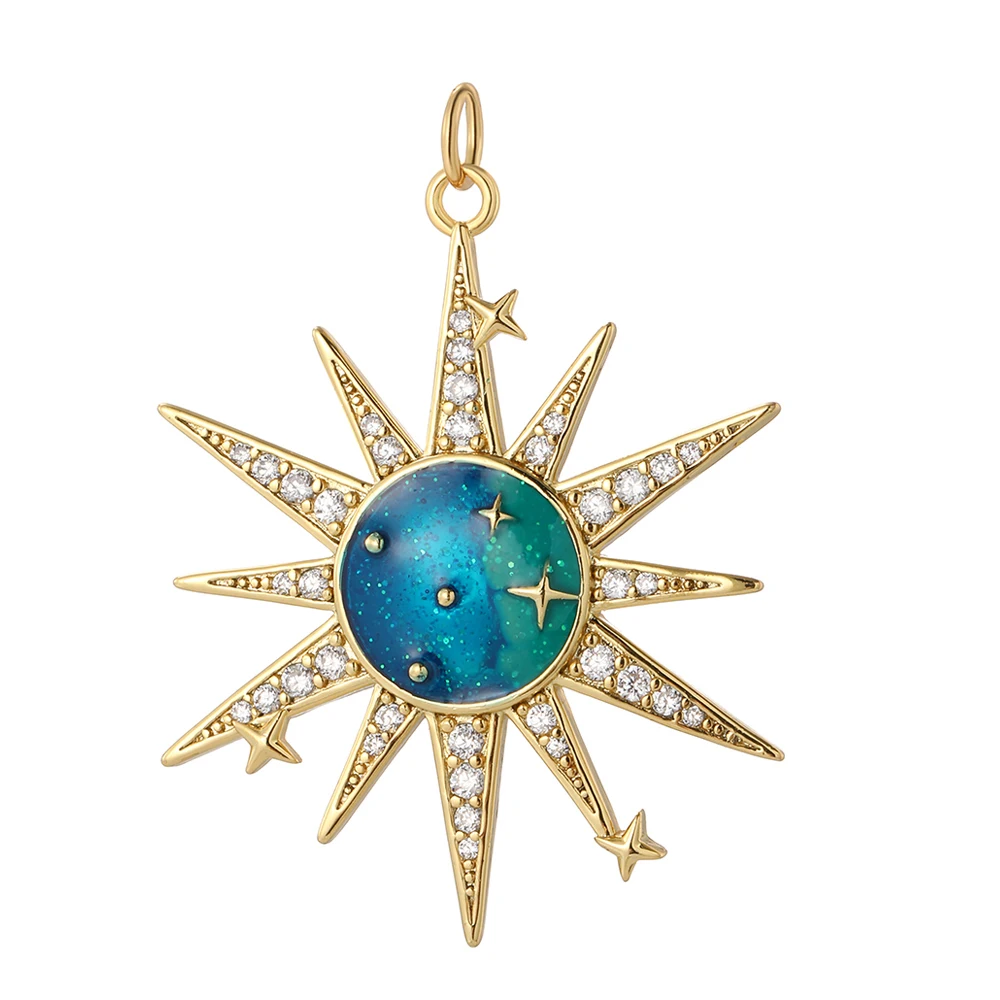Enamel Charms Bohemian Star Sun Moon For Jewelry Making Diy Earrings Necklace Bracelet