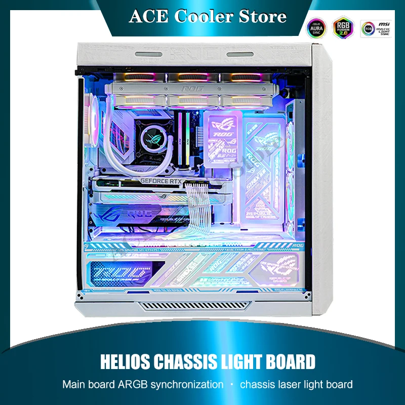 Espelho Rgb Case Placa de Luz Painel Backplate em para Rog Strix Helios Gx601 Mod Gamer Gamer Desktop Decoração do Computador