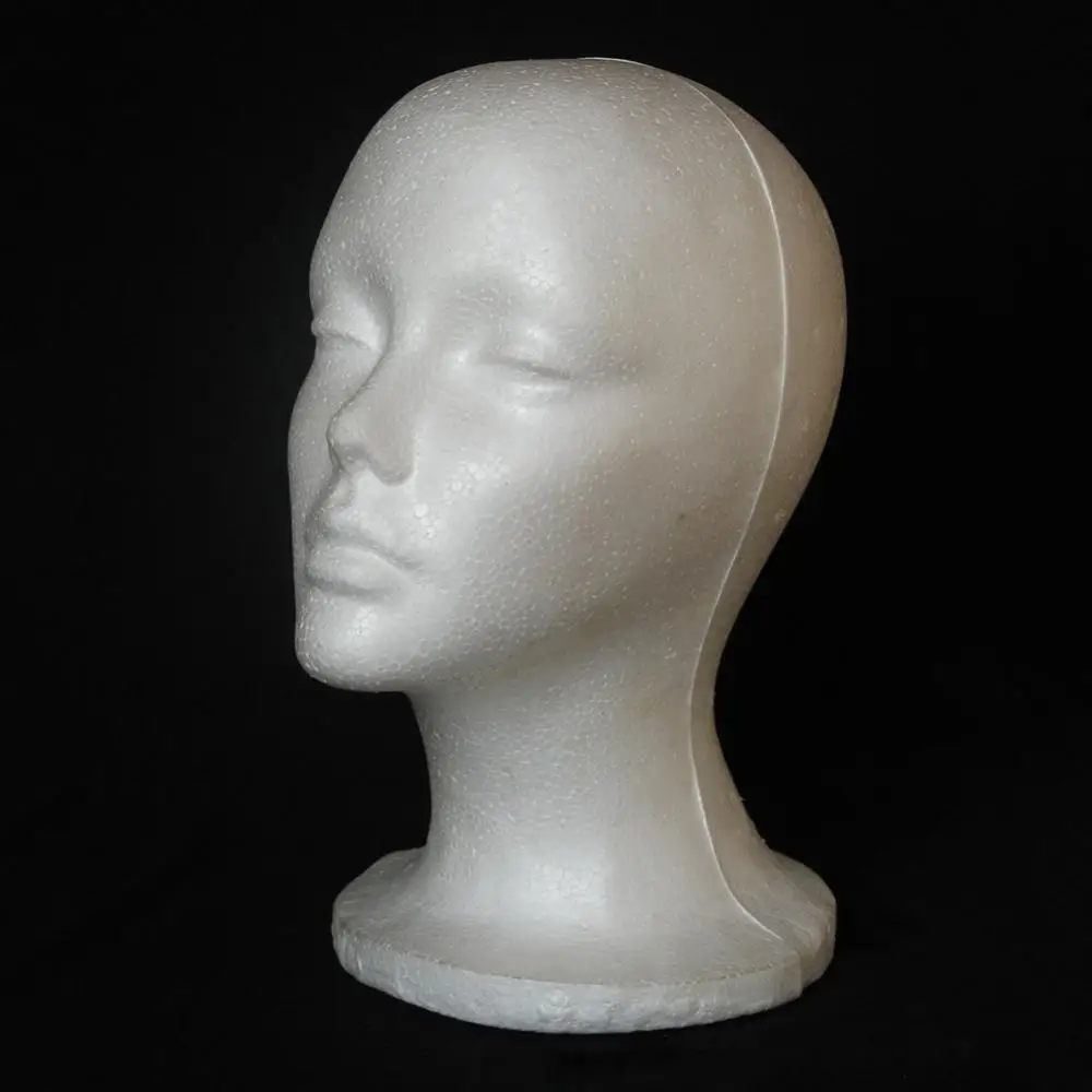 Modèle de tête de mannequin en mousse pour femme, présentoir, chapeau, perruque, bijoux, lunettes, porte-casquette, blanc T1