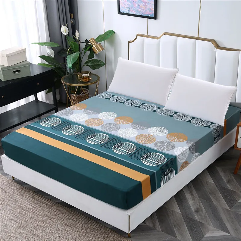 LAGMTA 1 Pc 100% Polyester Printing Fitted Sheet Mattress Cover Four Corners With Elastic Band Bed Sheet 3