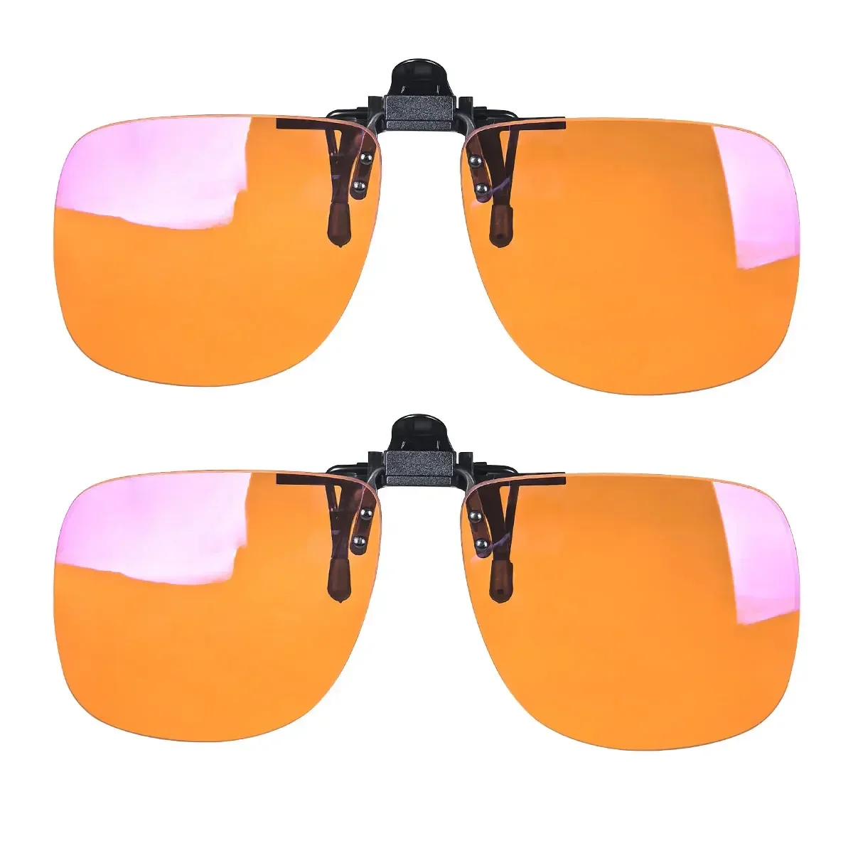 Enhanced Sleep-Optimized Polarized Clip-On Sunglasses - Large Square Shape with Orange and Yellow Lenses