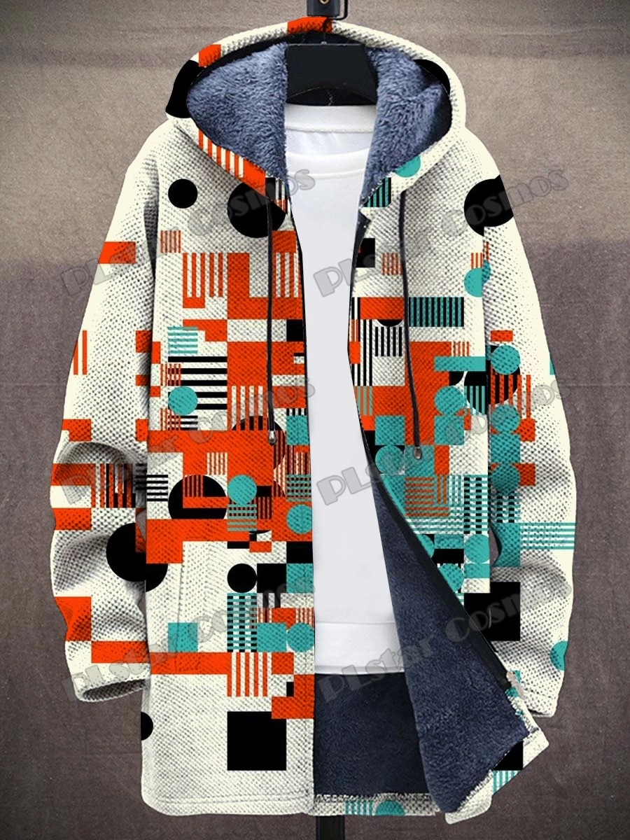 Weihnachten & Farbverlauf Streifen Muster 3D Gedruckt Herrenmode Plüsch Dicken Kapuzenmantel Winter Lässige Warme Reißverschlussjacke CM07 – Detail 13