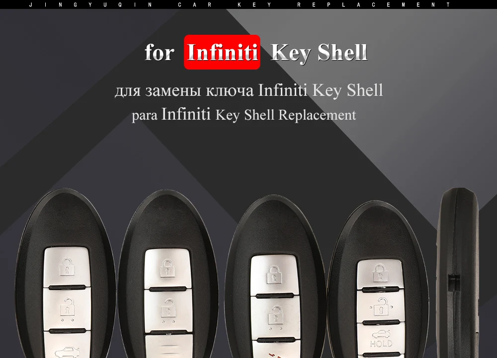 Keyforkess 2/3/4 pulsanti custodia per coperture chiave auto per Infiniti G25 G35 G37 Q50 Q60 Q70 QX55 JX35 QX50 QX60 QX80 copertura portachiavi senza chiave - S9c6bd0544ce24dde8b5b14d5b739651cf