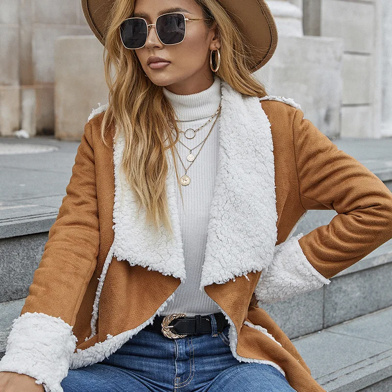 Women's Fashion Autumn and Winter Casual Trendy New Mid-length Coats Fashion Lapel Long-sleeved Cardigan Ladies Woolen Jacket