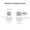AINUOSHI 925 Sterling Silver Ladies Ear Stud 8-9mm White Shell Beads & 3.5mm Zircon Earrings for Women Fashion Jewelry Gift 2