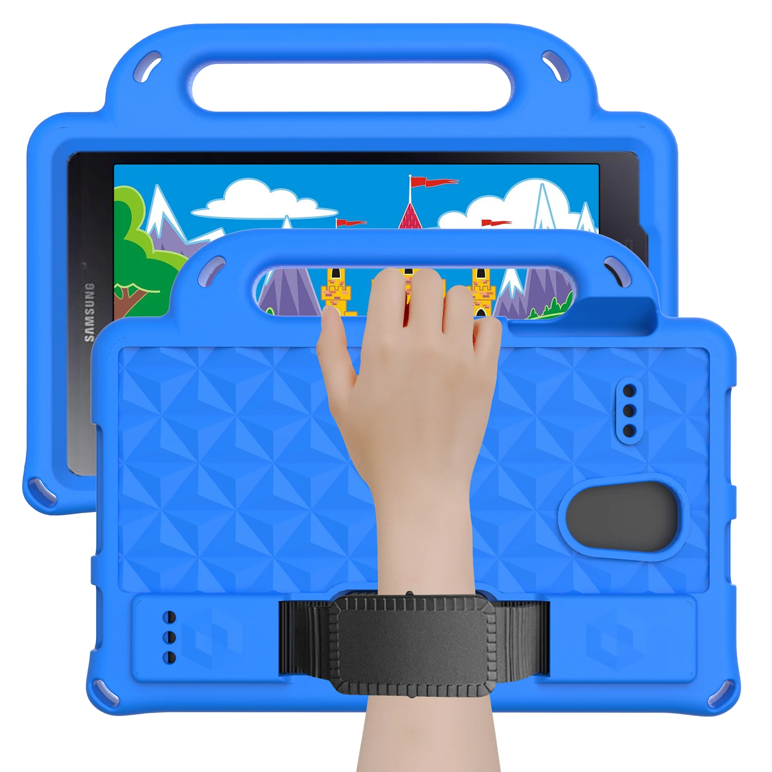 Tab A 8.0 2017 Sm-T380 T385 T387 Bambini Eva Copertura Del Supporto Della Cinghia Della Mano Per Samsung Tab E 8.0 T377 T375 Tab 4 8.0 T330 T331 T335 