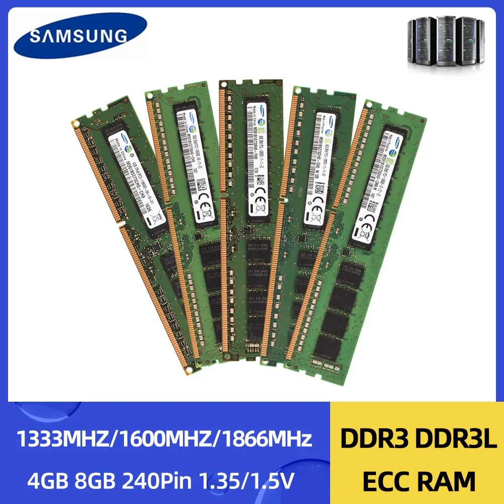 Samsung ECC Memoria RAM DDR3 DDR3L 1333MHz 1600MHz 1866MHz Workstation Memory PC3-10600E 12800E 14900E 1.35V 1.5V ECC RAM desktop ram memory,desktop memory,server memory
