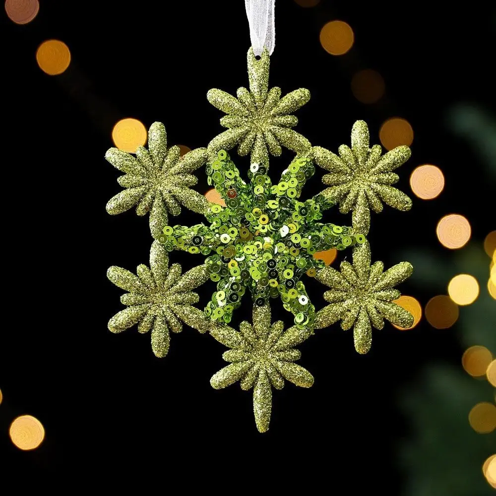 Green Christmas Tree Pendant Gold Sequins Decorative Green Glitter Hanging Pendant Sparkle Powder