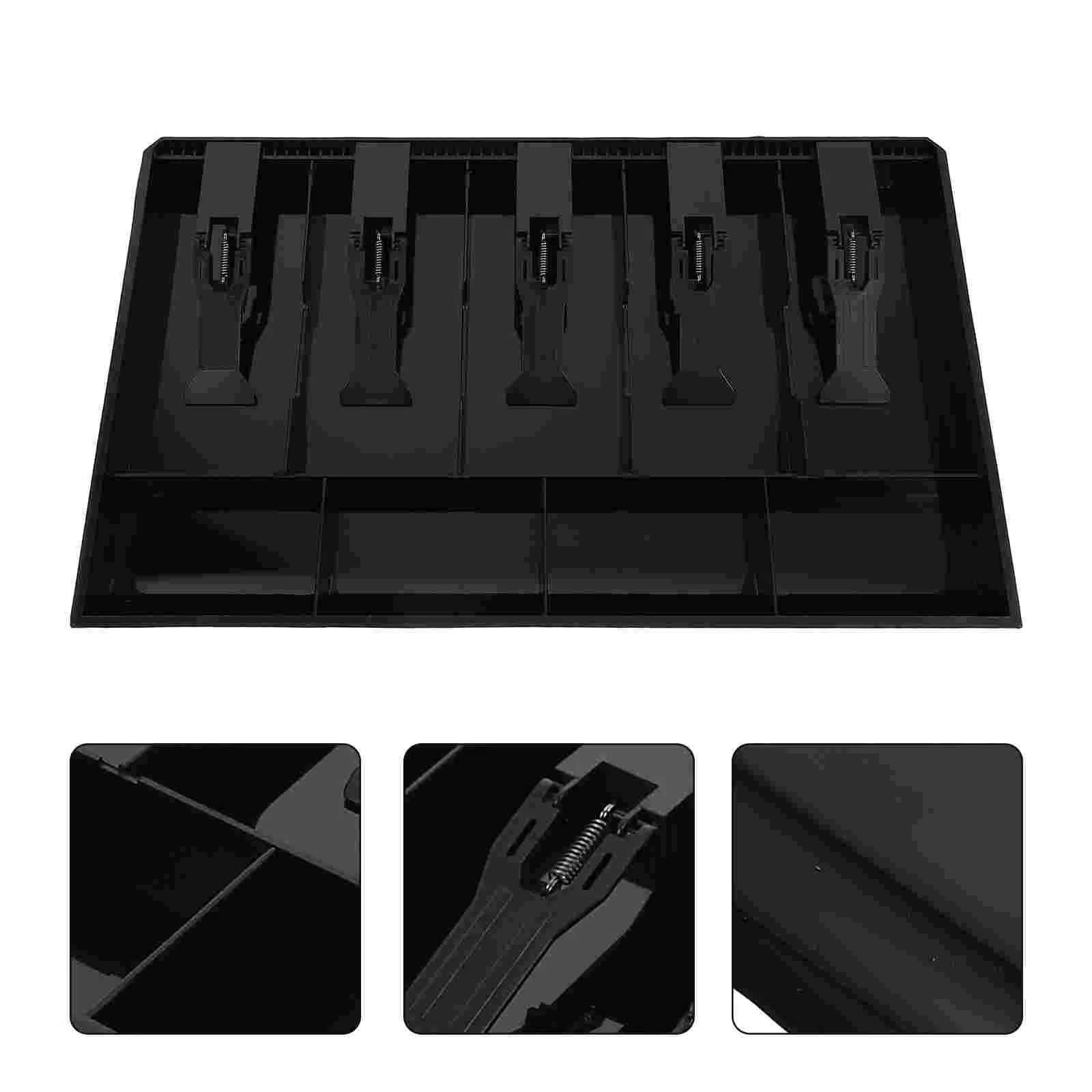 

Five Compartments Cash Register Box Multiple Storage Tray Currency Till Portable Drawers