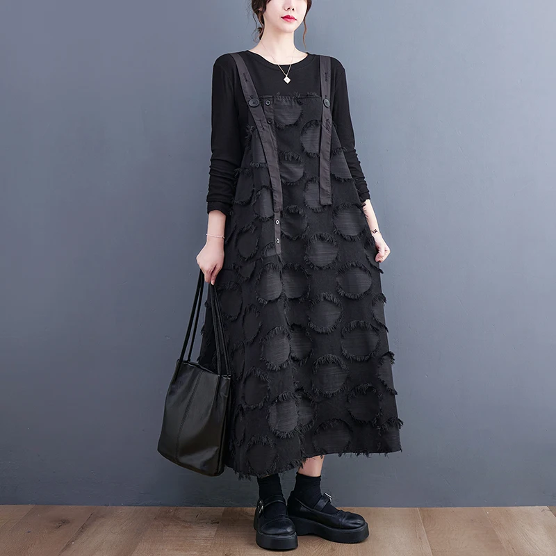 

Japanese Korea Style Sleeveless Adjustable Shoulder Strap Loose Chic Summer Autumn Dress Fashion Women Casual Spring Dress