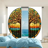 2pc, Window Drapes Bohemian tree pattern Versatile Fabric,Without Electricity Birthday Party Perfect for Holiday Decor 1