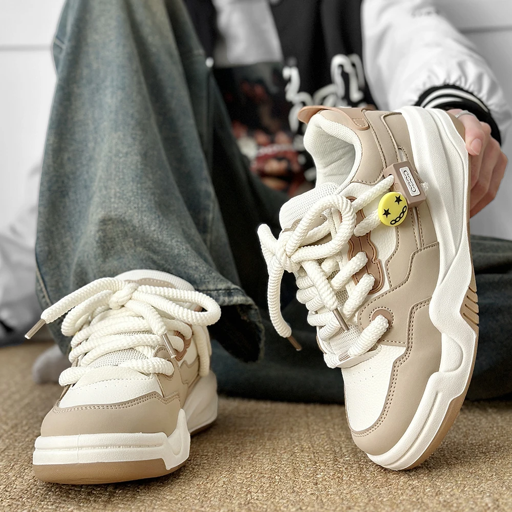 PARZIVAL Men's Casual Shoes Wear-Resistant Autumn Walking Shoes Comfortable Outdoor Platform Lace-up Design Vulcanized Sneakers