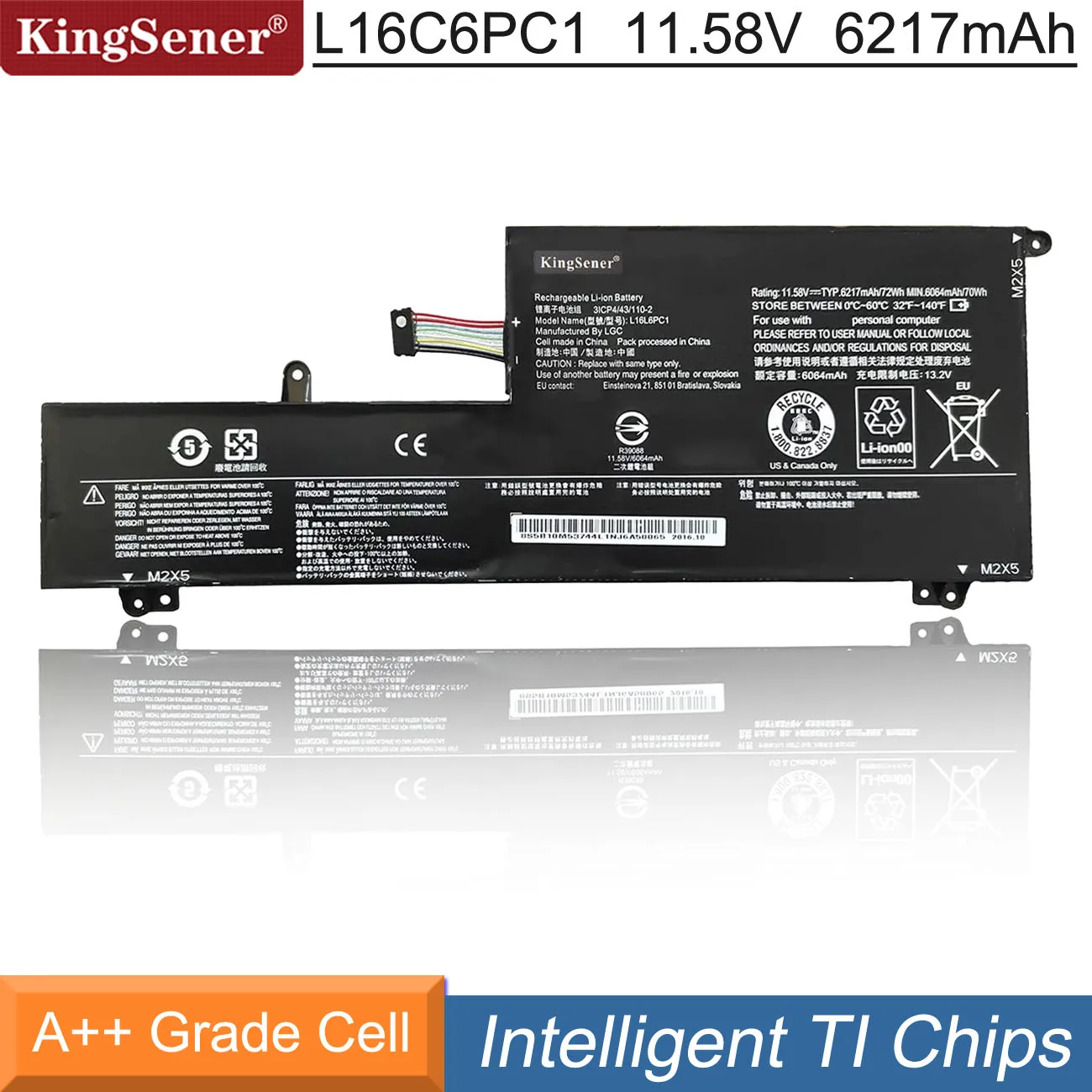 Bateria do Portátil de Kingsener L16l6pc1 L16c6pc1 para Lenovo Yoga 720 72015 720-15ikb Série Caderno L16m6pc1 11.58v 6217mah