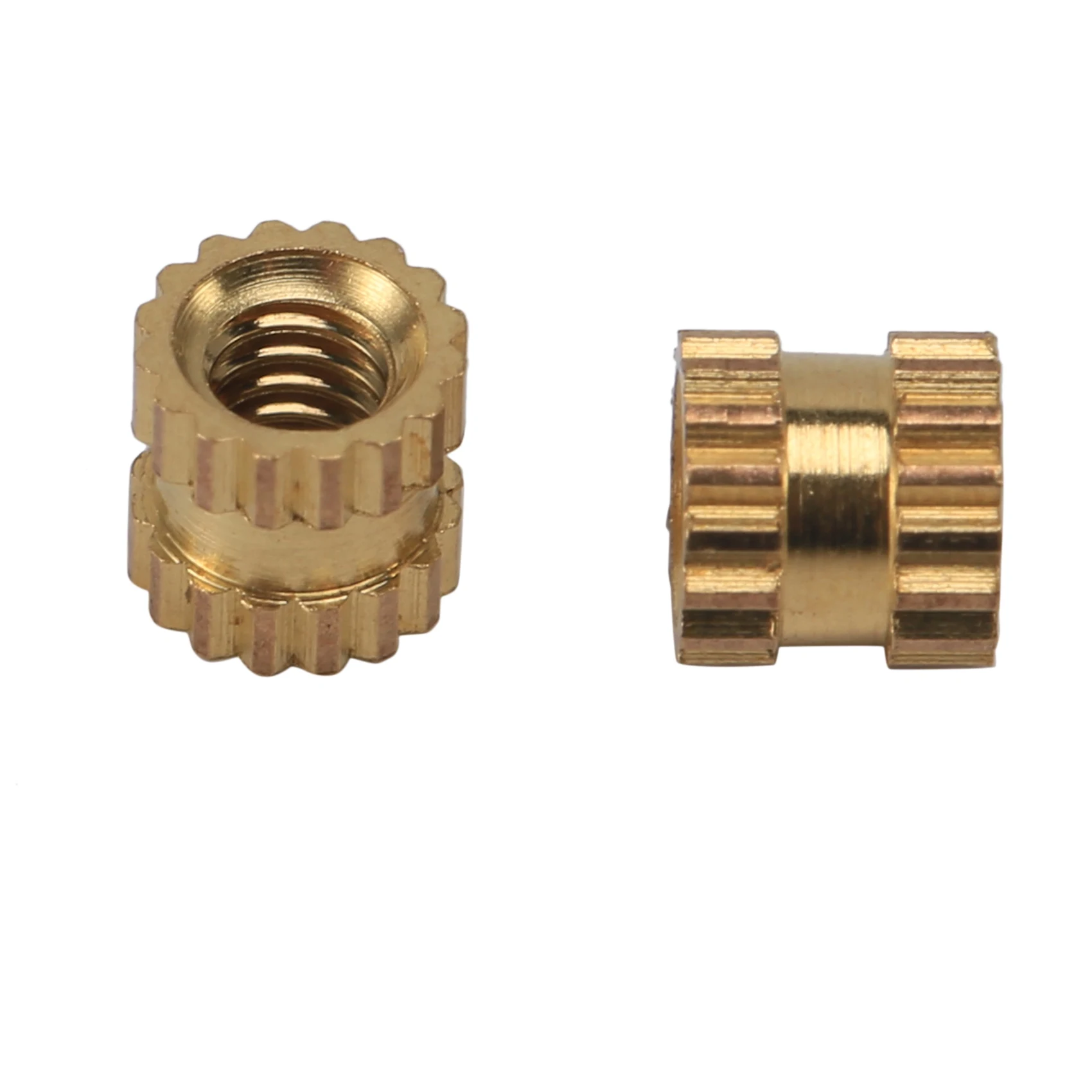 M2 x 3mm Brass Cylinder Knurled Threaded Round Insert Embedded Nuts 100pcs