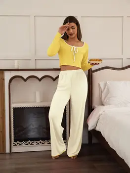 بيجامة للنساء ملابس منزلية أطقم بناطيل بيجاما ملابس نوم نسائية طقم بيجامات قمصان نوم ملابس منزلية نسائية بدلة نوم Pj 3