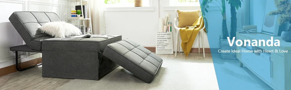  Sofá cama, 4 en 1 otomana plegable multifunción de lino  transpirable con respaldo ajustable, silla convertible moderna para sala de  estar, apartamento, oficina, gris oscuro : Hogar y Cocina