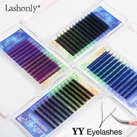 Lashonly YY Shape Blue Purple Brown Eyelash Extension Soft Natural Synthetic Mink Hand Woven Premium Colored Mesh Net Cross Lash 1
