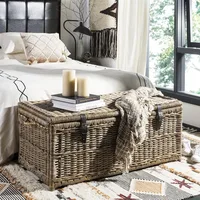 Wicker Storage Trunk, Collapsible for flat storage, Rattan-Kubusoft Gray, Coastal for Office Dorm Room-LivingRoom 2