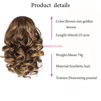 Extensions de queue de cheval synthétiques courtes bouclées avec cordon de serrage, Extensions de cheveux élégantes pour un usage quotidien, accessoires pour cheveux 4