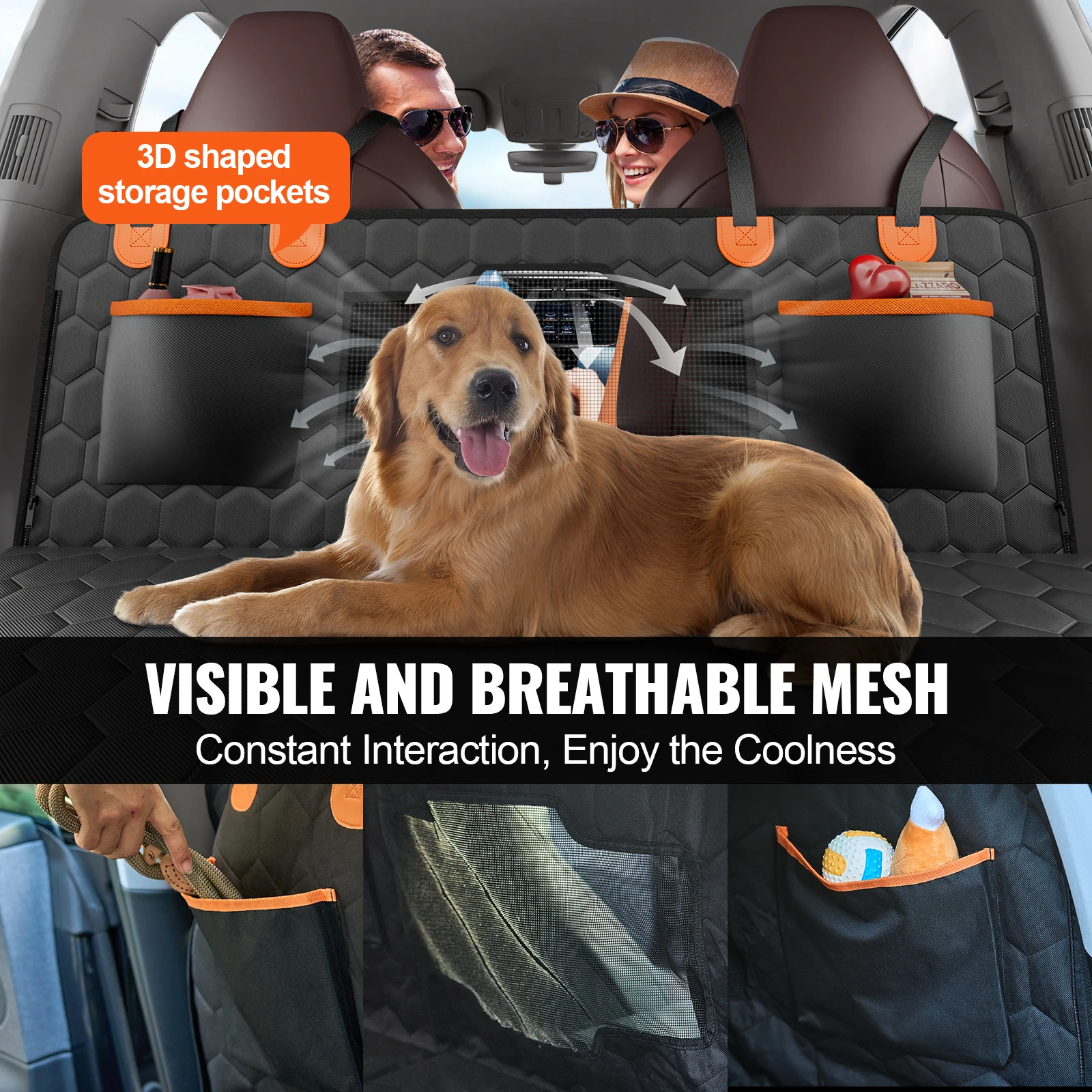 dog car seat cover back seat extender with mesh window and storage pocket supports 350lbs dog hammock