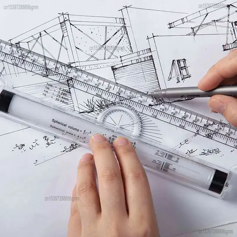 30cm Multi-purpose Angle Parallel Scroll Rolling Balance Scale Ruler Template For Art Design Architect Draft Drawing Measuring roll ruler parallel rulers 20 30cm universal foot angle rule balancing scale drawing reglas multi purpose rolling ruler