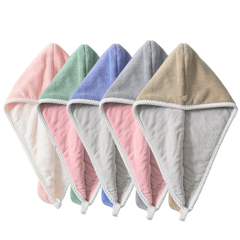 

1pc Double Layer Thickened Dry Hair Cap,Soft Hair Drying Cap, Hair Towel For Bathroom,Absorbent Quick Drying Hair Wrap Towel