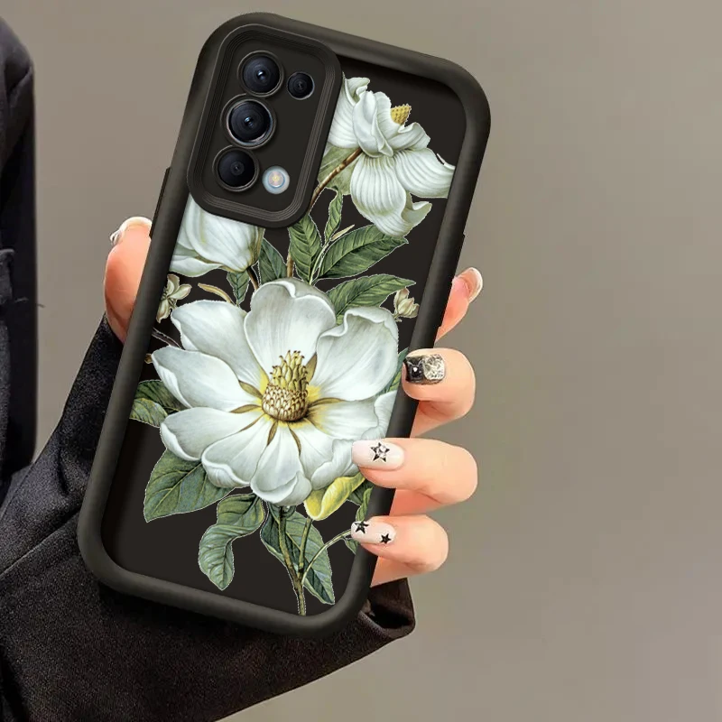 Elegant Flower Painted Silicone Phone Case - Anti-Drop Soft Cover