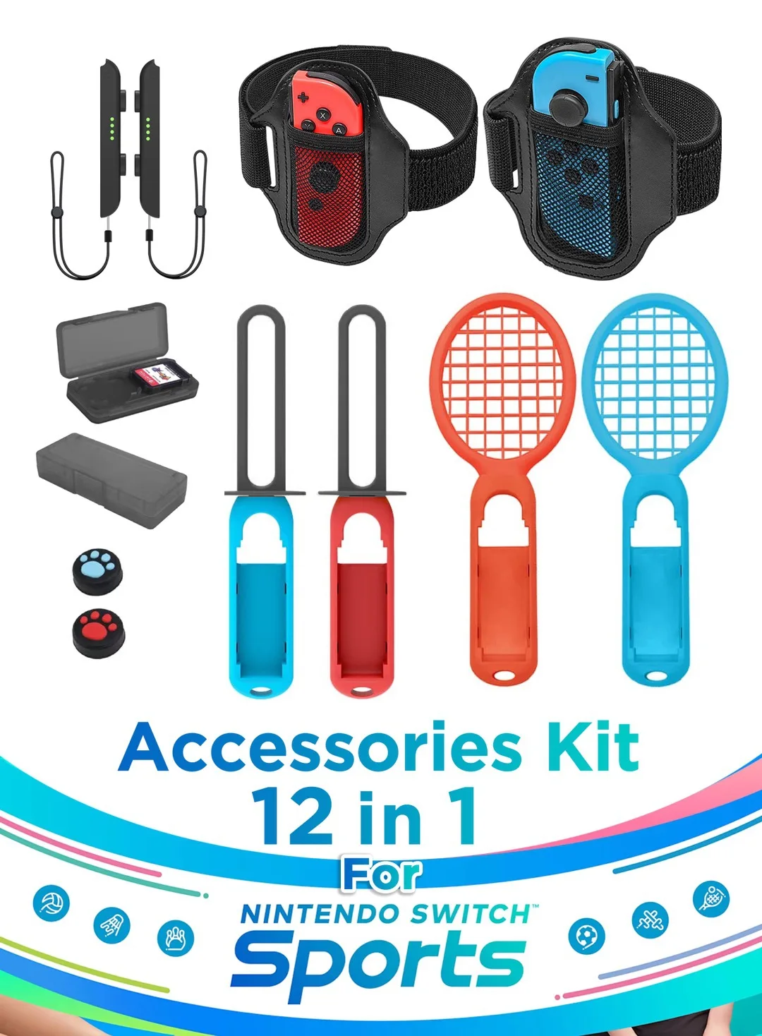 NEW PG-SW102 Switch Accessories Kit For Nintendo Switch Joycon Game Controller Handle Grip Strap Joy con Sports Wrist 12 in 1