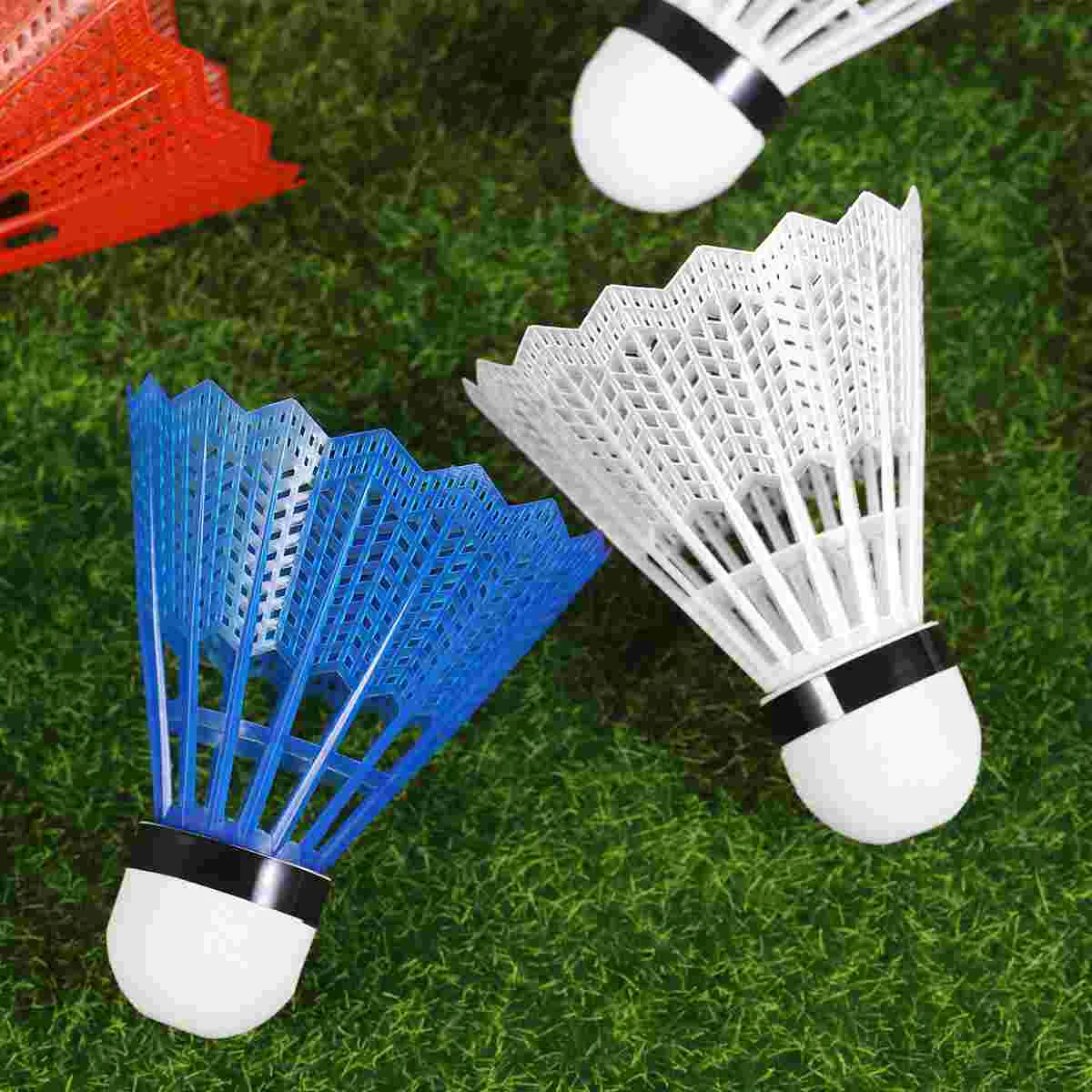 Multicolor Plastic Badminton Balls Durable Nylon Crown Stable Flying Training Shuttlecocks Racquet Sports 12Pcs