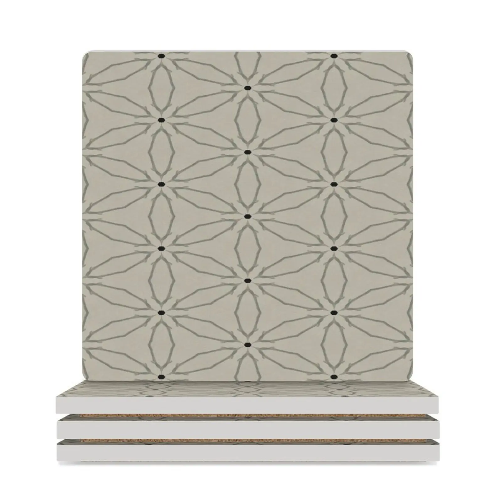 

Grey Flower Print Ceramic Coasters (Square) Tea cups set cute mug set cup pads Coasters