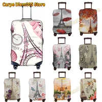 Eiffel Paris Tower With Pink Flowers Suitcase Cover Travel Luggage Protector Cover Fits 18-32 Inch Suitcase 1
