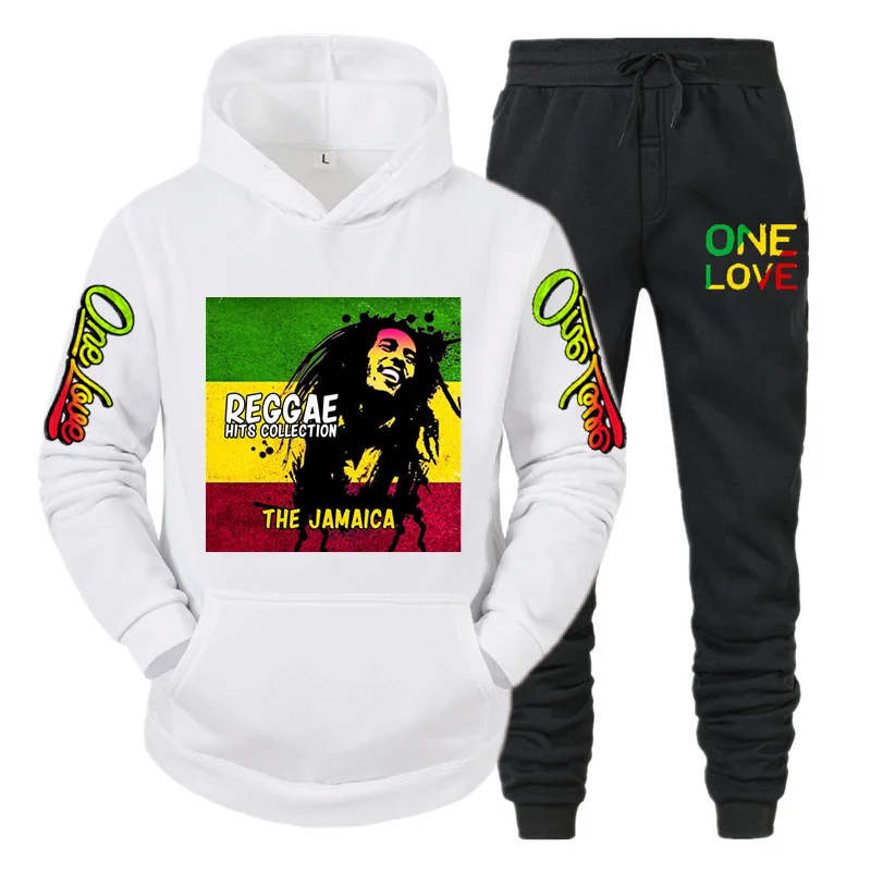 Ladies/Men's Hoodie Bob Marley Legend Reggae One Love Print Sweatshirt Winter Fashion Casual Top Long Sleeve+ Pants Suit Clothes 2 pcs shawl lapel women pantsuits blazer with pants suits set long sleeve suit women jacket suits female ladies customize made