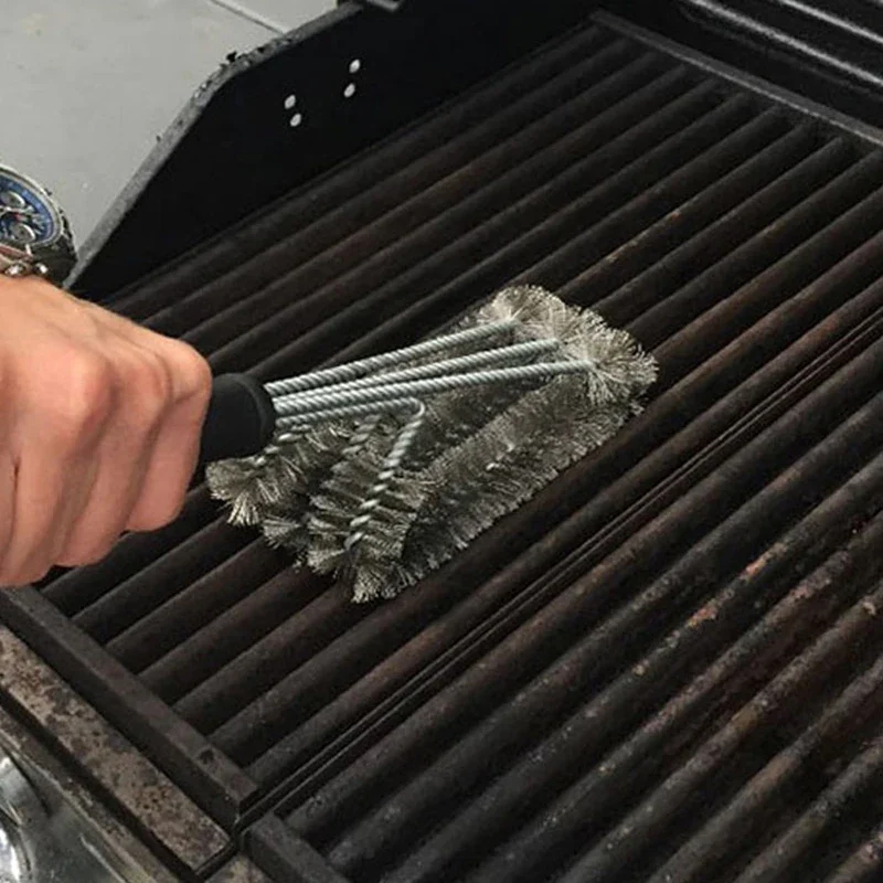Stainless Steel BBQ Brush Barbecue Grill Cleaning Brush Non-stick Cleaning With Handle Tools BBQ Accessories