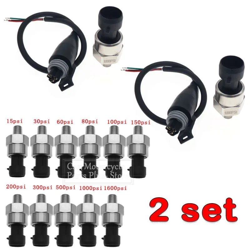 

2 Set DC 5V 1/8NPT Oil Fuel Gas Air Pressure Transducer Transmitter Sensor 15/30/60/80/100/150/200/300/500/1000/1600Psi Steel