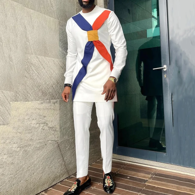 Tega Round Neck Long Sleeve Dashiki Outfit - Image 5