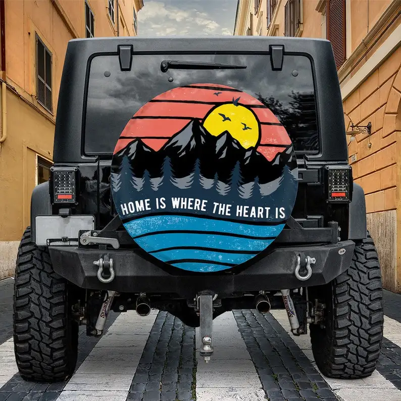 Home Is Where The Heart Is Spare Tire Cover With Or Without Backup