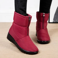 Waterproof Snow Boots for Women 2021 Winter Warm Plush Ankle Booties Front Zipper Non Slip Cotton Padded Shoes Woman Size 44 1
