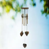 Anti-corrosion Wind Chime with Heart Pendant Metal Patio Porch Windchimes Bell for Home Decor 1