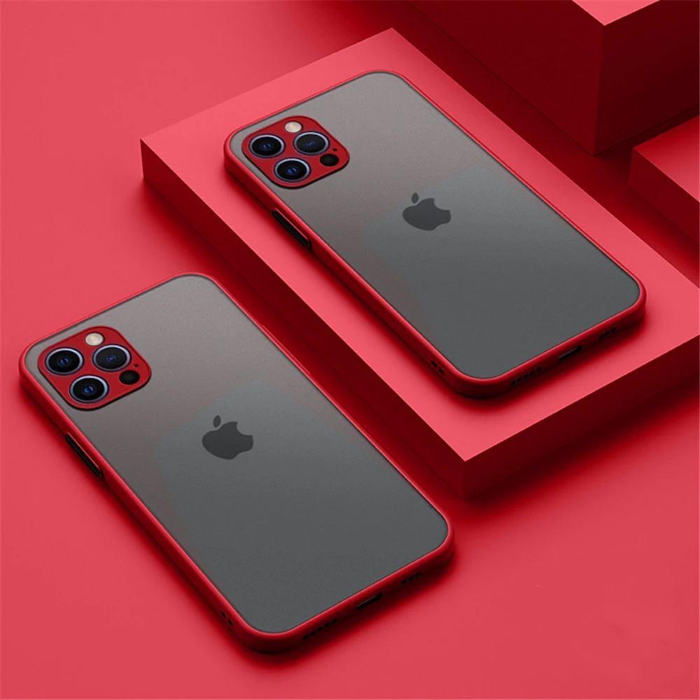Shockproof Luxury Matte Silicon Bumper Case with Clear Hard PC Cover