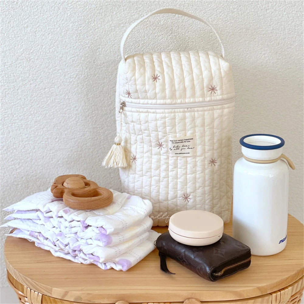 Baby Diaper Bag Storage Pocket Newborn Nappy Organizer Pouch Travel Outdoor Carry Pack Reusable Embroidery Mommy Bag Handbag
