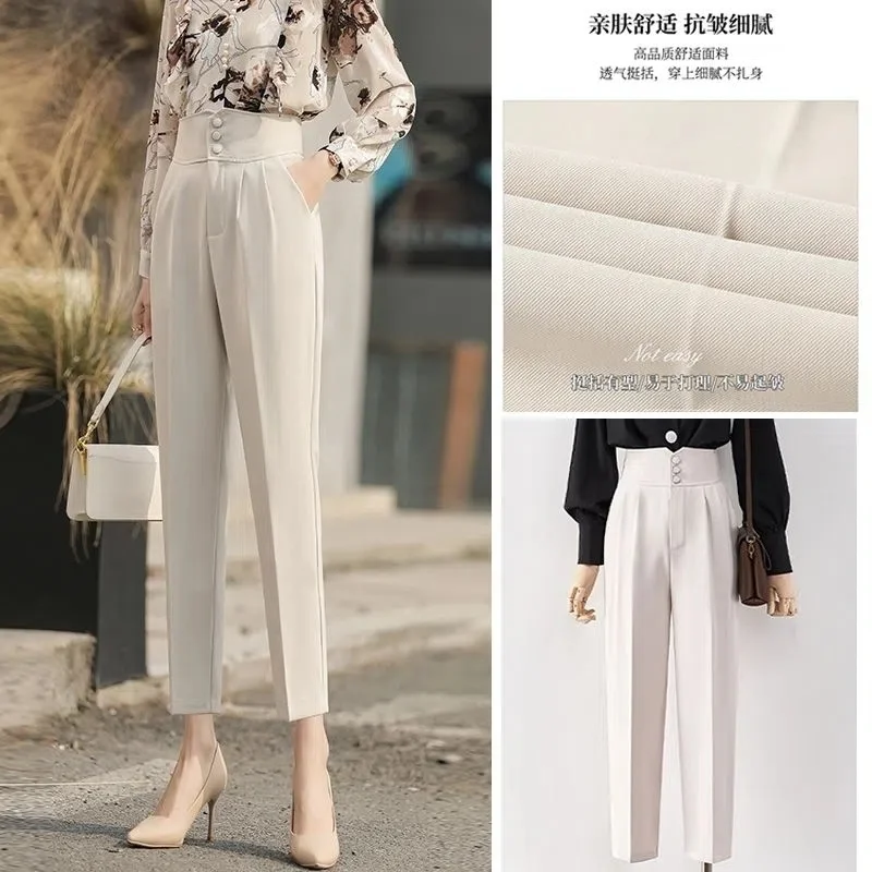 

Pants Women's High Waist Suit Pants 2023 Autumn And Winter Female Thick Slim Loose Wide-leg Harem Pants Nine Leisure Suit Pants