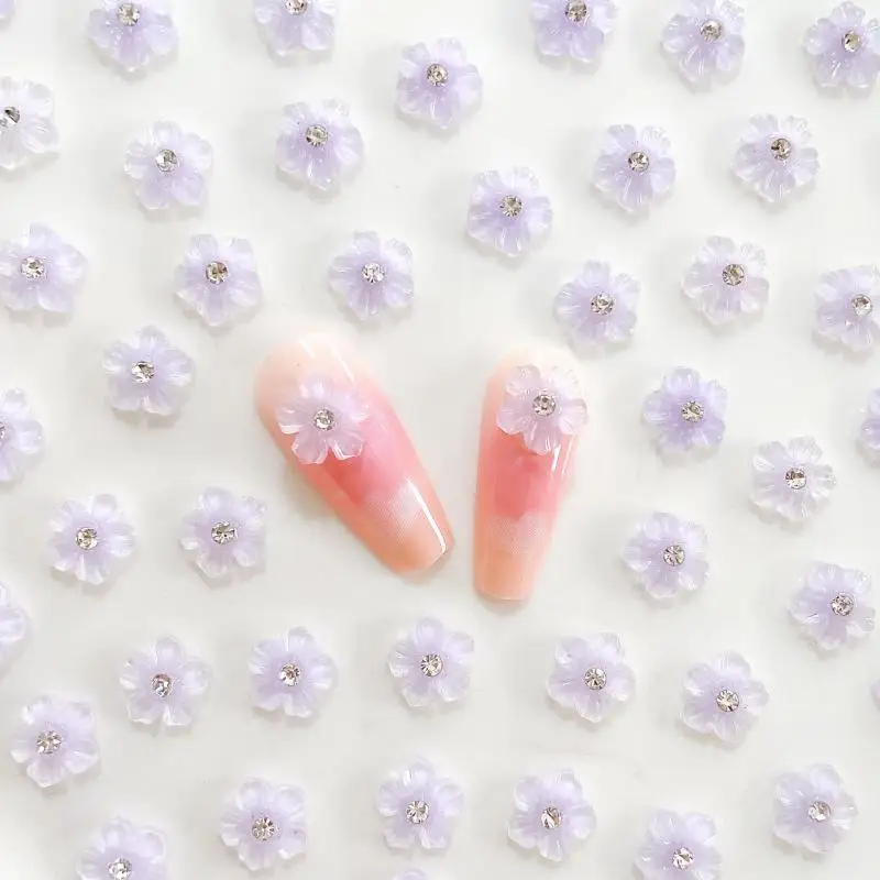 마카롱 컬러 꽃잎 꽃 네일 아트 장식, 미니 라인스톤 상감 오로라 시리즈 송진 네일 참, DIY 네일, 20 개